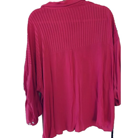 First Love by Lovelyn Hot Pink Button Down Blouse Shirt Sz Large NEW W/TAGS! - Picture 4 of 6